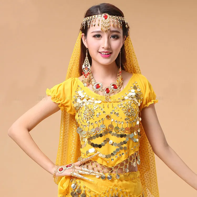 Женский костюм для танца живота шифоновый топ с короткими рукавами-фонариками и