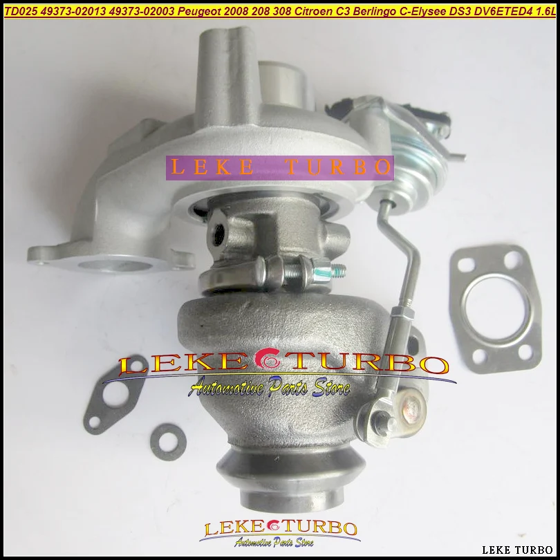 Турбо TD025 49373 02013 02003 02002 для Peugeot 2008 208 308 Citroen C3 Berlingo C Elysee DS 3 DV6ETED4 1.6L