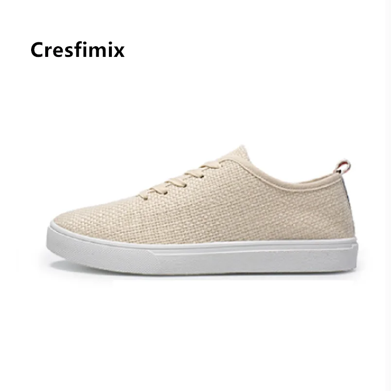 

Cresfimix Male Fashion Hemp Comfortable Lace Up Spring Shoes Men Casual Shoes Man White Cloth Shoes Chaussures Pour Hommes C5125