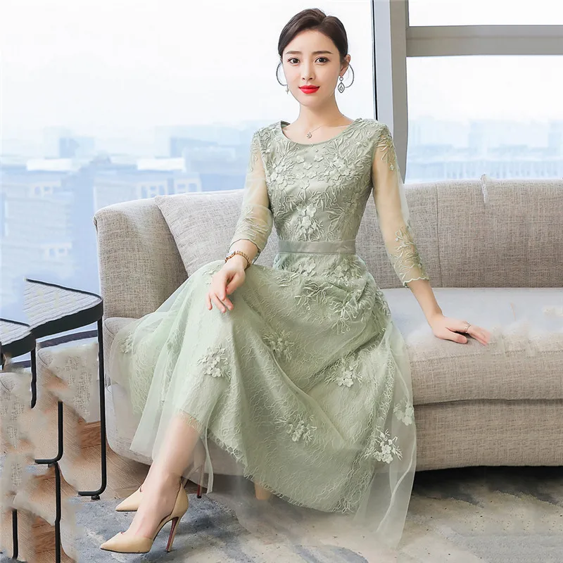Кружевное платье Для женщин светло зеленый S 3XL плюс Размеры платья 2019 Новое