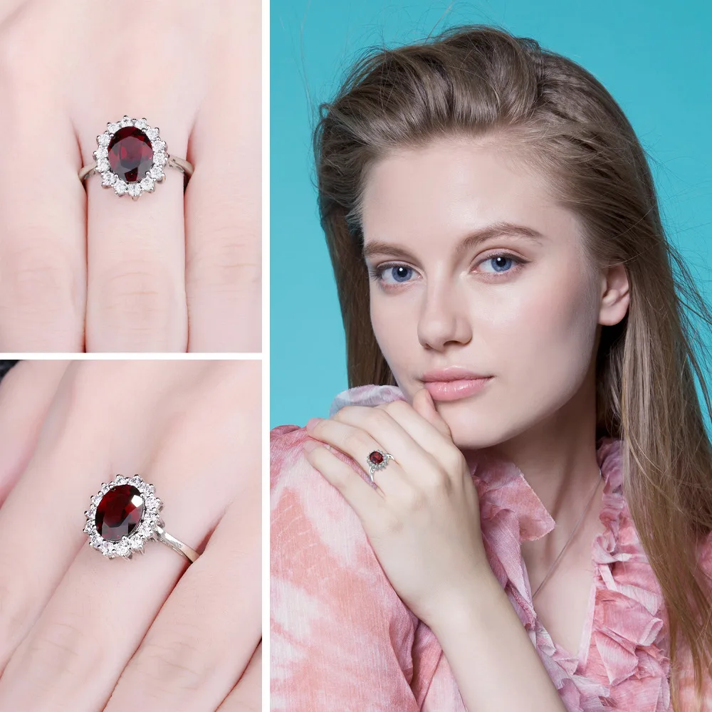 JewelryPalace Кейт Принцесса Диана 2.5ct природный гранат Halo Обручение кольцо из