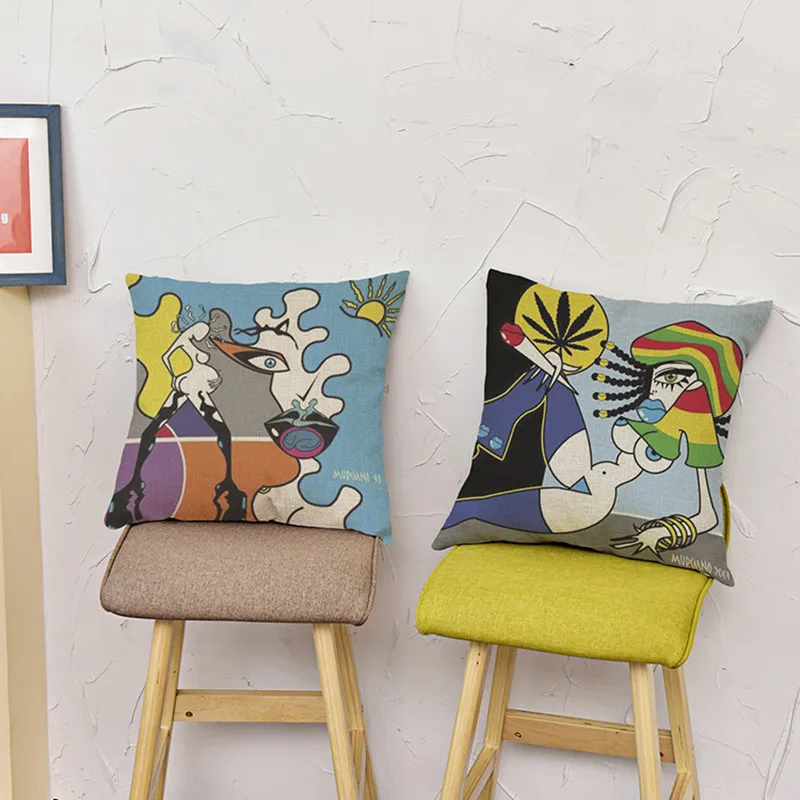 Подушка декоративная льняная для дивана автомобильного стула 45 х45 см|pillow insert|pillow