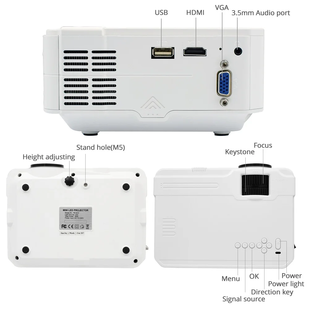 Rigal RD812 мини светодиодный проектор WiFi беспроводной проводной синхронизация