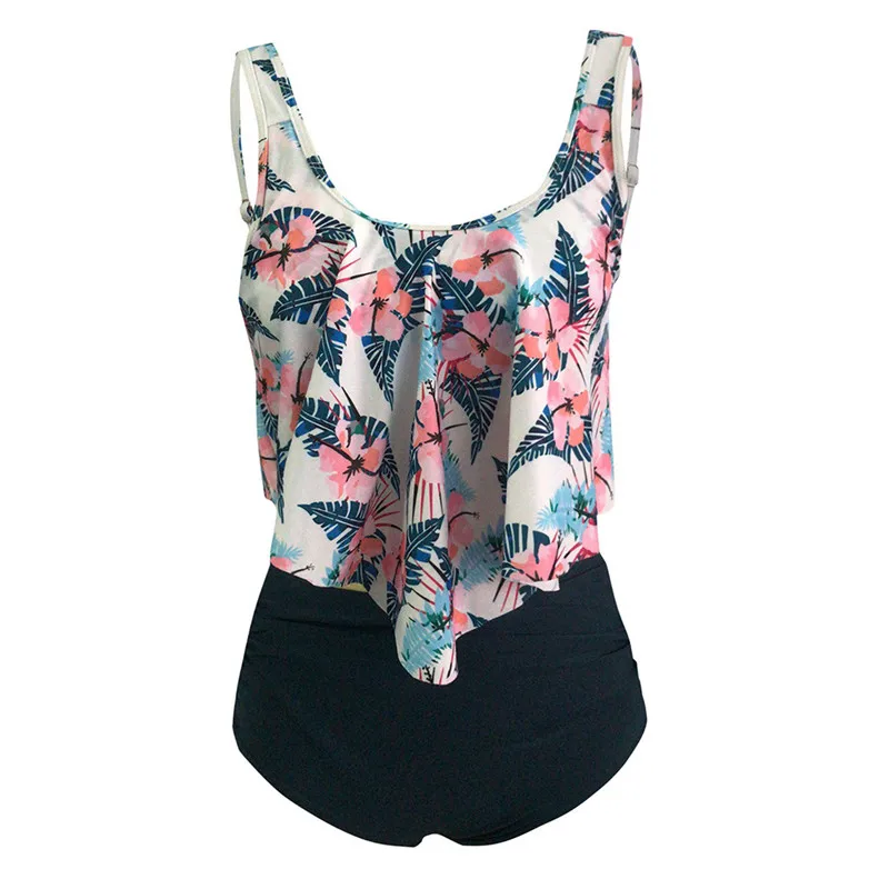 Женский костюм из двух предметов однотонный купальник с вышивкой и принтом в