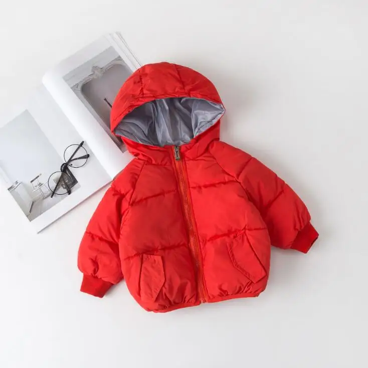 Orange red Новинка года; зимнее пальто для малышей; весенние куртки; теплая куртка с капюшоном для маленьких мальчиков и девочек; детская верхняя одежда; хлопковые пальто - Цвет: Orange red