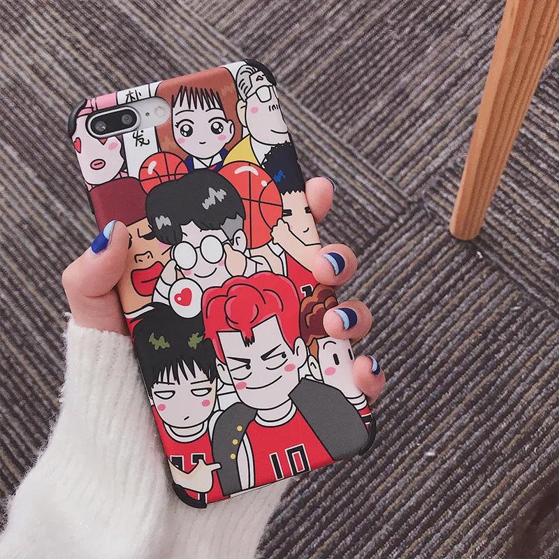 Funny Japanese Anime Phone Case For iPhone XS MAX XR X 8 7 6s 6 Plus Soft TPU Cover SLAM DUNK Kawaii Spoof Cases Coque fundas | Мобильные