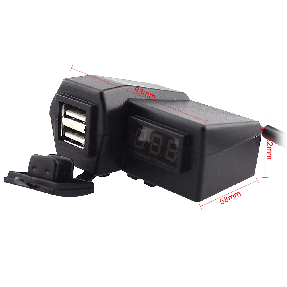 Двойной USB порт 12V водонепроницаемый мотоцикл зарядное устройство Установка