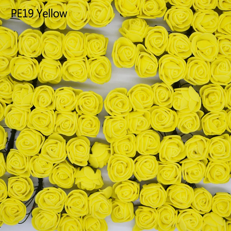 Yellow 144 шт мини-медведь, розы, искусственные цветы, Плюшевый цветок, скрапбукинг, Свадебное Ремесло, сделай сам, День матери, цветы, подарки - Цвет: Yellow