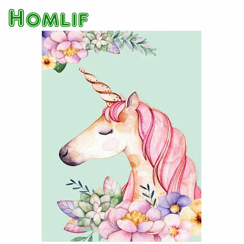Алмазная живопись HOMLIF 5d сделай сам мультяшный единорог вышивка крестиком набор