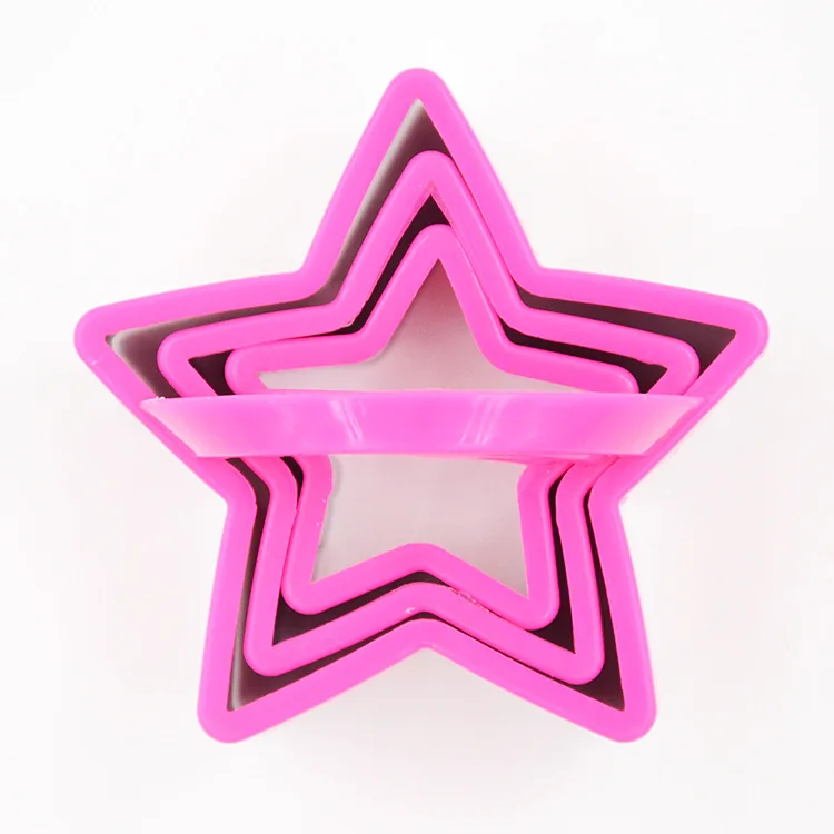 3pcs/set Star Shaped Plastic Stainless Steel Cake Mold Cookie Cutter With Handle Biscuit Stamp Fondant Decorating Tools E610 | Дом и сад