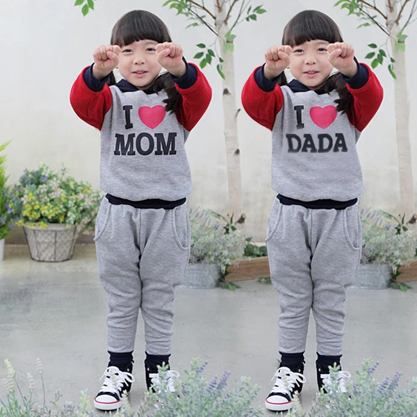 Комплекты для девочек LOVE DD &amp MM весенние спортивные костюмы I Love Mom Дада детские