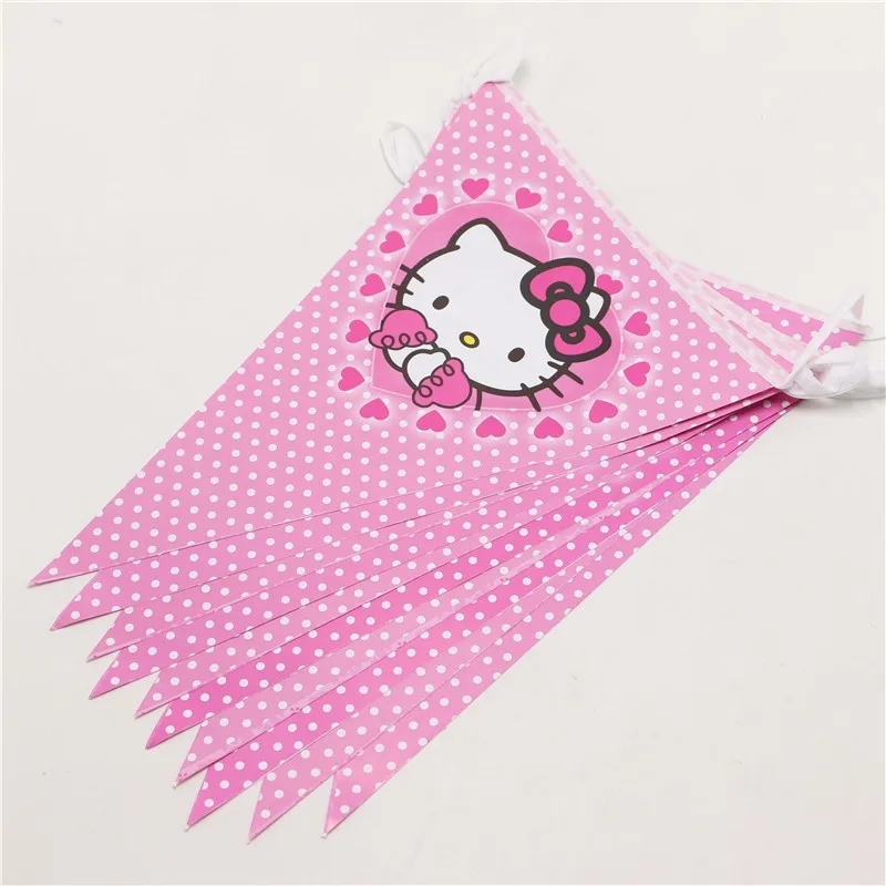 61Pcs/set hello kitty Theme 20plates + 20cups+ 20flag+1Tablecloth happy birthday party supplies for kids | Дом и сад