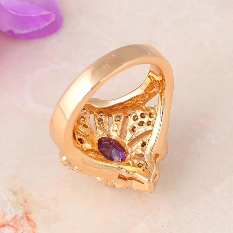 Модное дизайнерское Золотое кольцо с цирконием из никеля и свинца размер США #7 5 #6