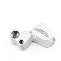 30x 60x portable double led light lens loupe magnifier pocket folding magnifying glass jewelers eye loupe with aluminum shell