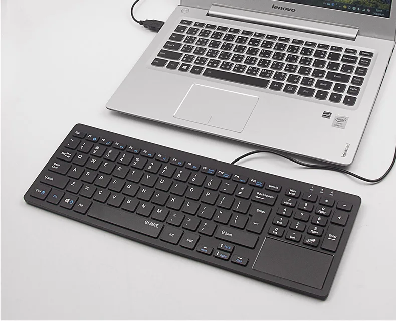 C202B Проводная USB тонкая деловая клавиатура с сенсорной панелью, ультратонкая Бесшумная Золотая офисная мультимедийная компьютерная клавиатура