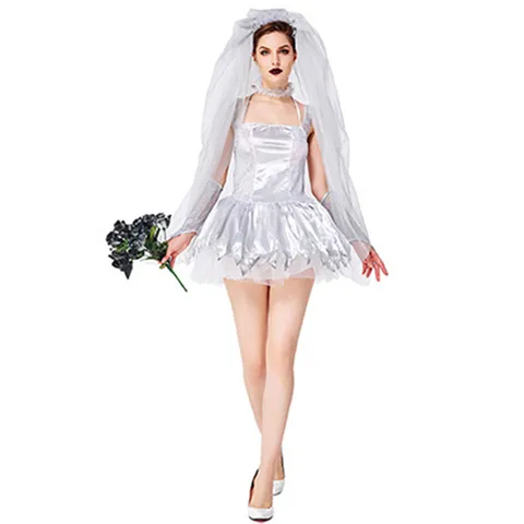 Соблазнительный женский Труп невесты страшный косплей женские костюмы на Хэллоуин для невесты карнавал Пурим сценическое маскарадное ролевое платье