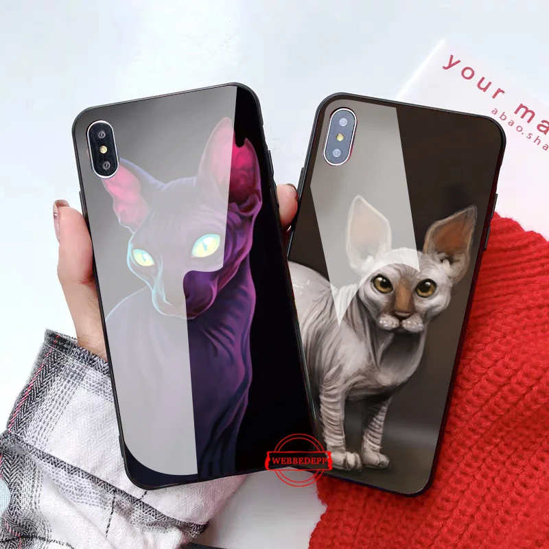 Татуировка сфинкс Cat стекло чехол для телефона Apple iPhone 11 Pro X XS Max 6 6S 7 8 плюс 5 5S