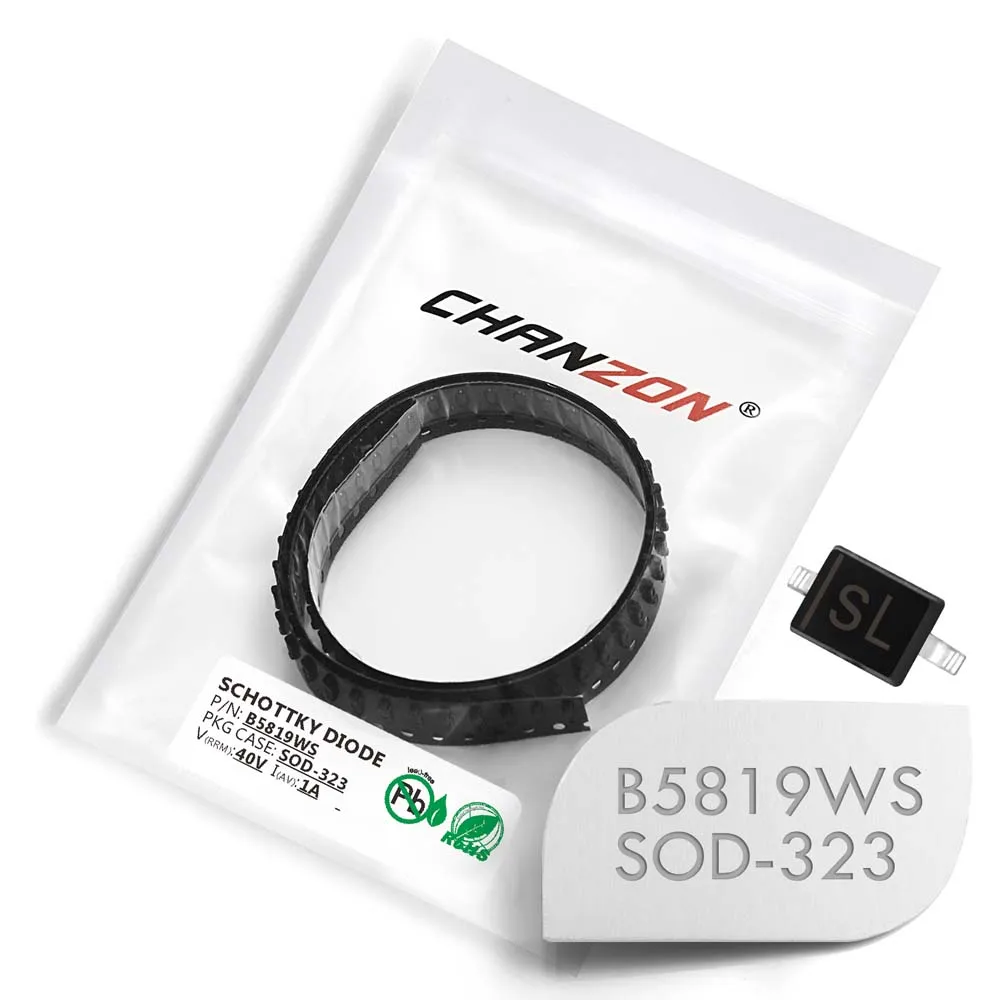 (100 шт.) B5819WS SMD Диоды выпрямителя Шоттки с барьером 1 A 40 в SOD 323 (SC 76) а В (Marking SL)|diode
