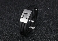 fashion 316l titanium creative multiple layers leather bracelet men charm sporty boy bangles bracelets for women jewelry