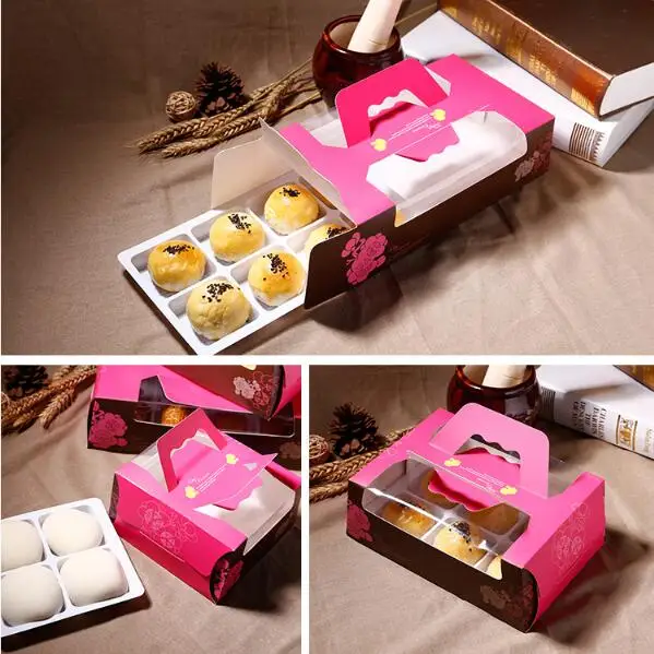 Коробка для лунного торта 6 шт. ручная бумажная коробка контейнер с окном