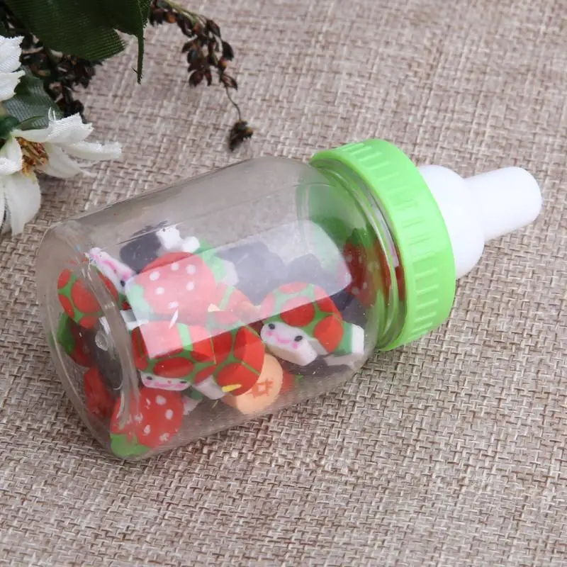 12-18 шт. Kawaii Мини-карандаш, Ластики для фруктов, бутылка, резиновый ластик для детей, студентов, товар, подарки, канцелярские принадлежности, школьные принадлежности