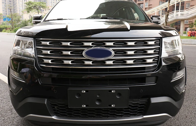 Для Ford Explorer 2016 2017 ABS Хромированная передняя средняя решетка гриль кольцо Крышка