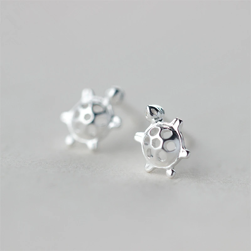 

Jinleansu Turtle Stud Earrings 925 Sterling Silver Cute Lovely Animal Ear Nail Jewelry For Women Girl
