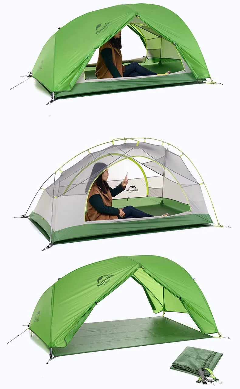NatureHike новое поступление 2 человек 4 Сезона Палатка походная двухслойная водостойкая палатка с ковриком Star River 20D обновление