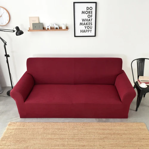 Burgundy Из Полар-флиса чехлы для диванов толстый Универсальный Эластичный чехол кукурузные зерна текстура чехол для дивана Чехлы для мебели 1/2/3/4-Seater диван-кровать - Цвет: Burgundy