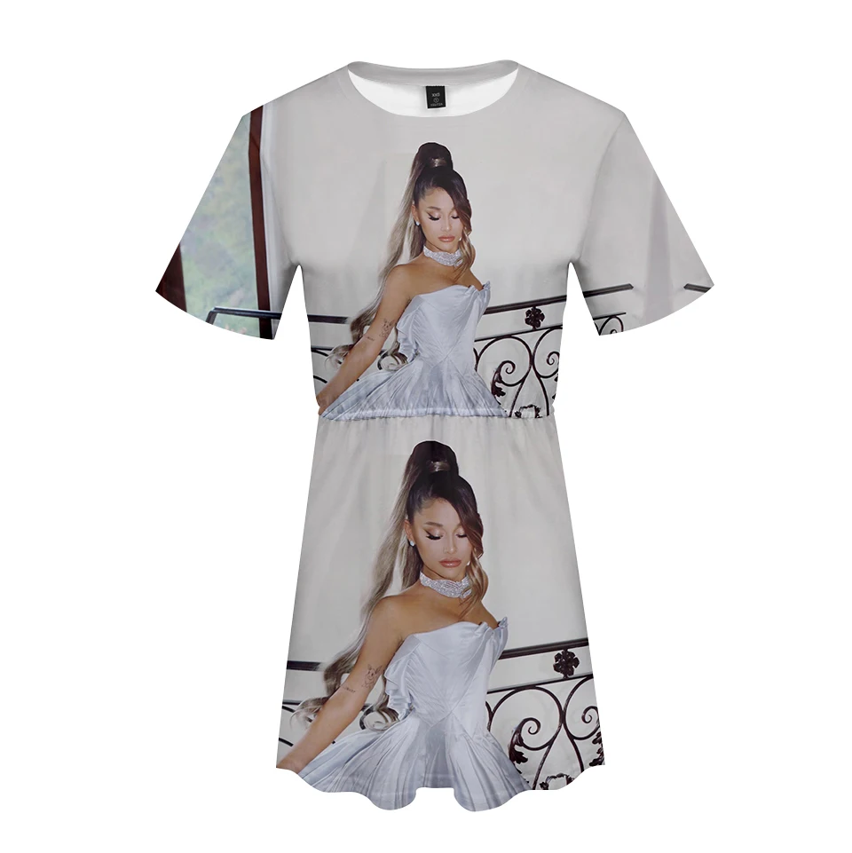 Женское платье с коротким рукавом Ariana Grande свободное повседневное Мягкое Новинка