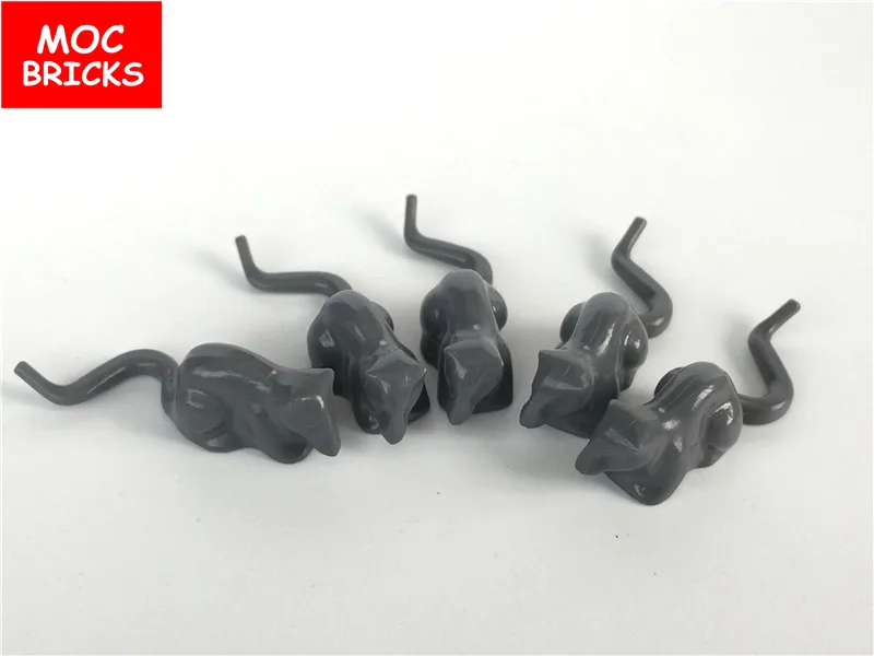 10 шт./лот MOC кирпичи игрушки сделай сам животные темно-серая крыса/мышь подходит