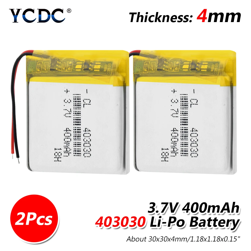2 pieces 1/2/4x3,7 v литий-ионный Батарея Перезаряжаемые 403030 400 мА/ч, литий-ионный полимерный аккумулятор батареи Мощность банк сигнализация детектор акумуляторная батарея для замены - Цвет: 2 pieces