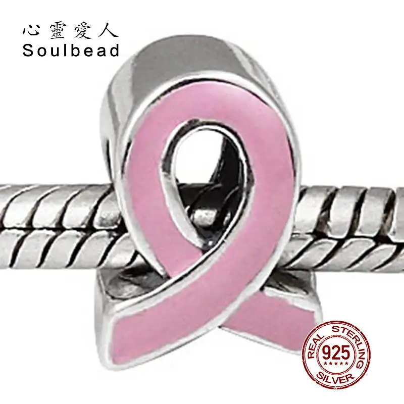 Soulbeads Fit Pandora амулеты Серебро 925 Оригинал раковые груди понимание розовый браслет