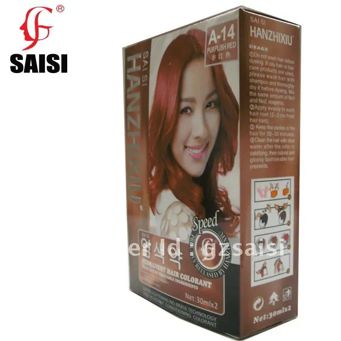 

PURPLISH RED--30mlx2 permanet hair dye color with vegetable ingredients 20 colors