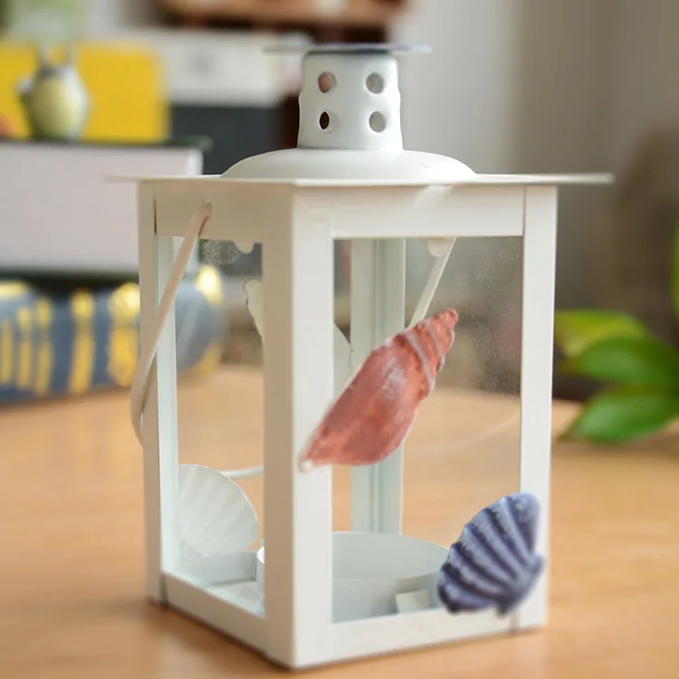 Кованые Подсвечники 4 ШТ./ЛОТ Средиземноморский Стиль ураган лампы Стеклянный