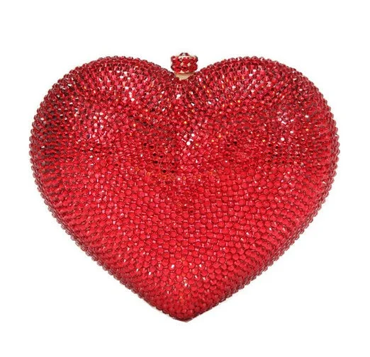 Red Crystal Bag Бутик De FGG Серебряный AB для женщин сердце кристалл вечерние клатчи с шипами свадебная сумочка Свадебная вечеринка Minaudiere кошелек - Цвет: Red Crystal Bag