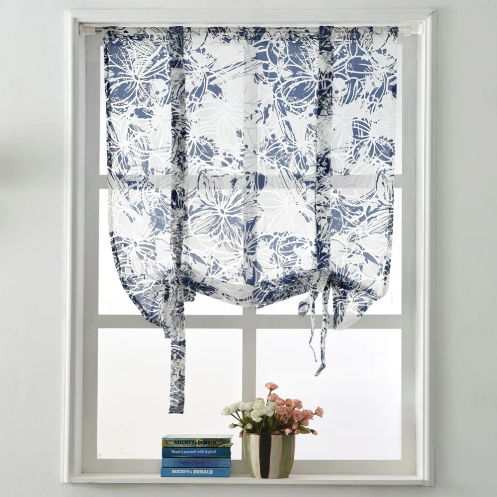 Цветочный Римский Штора короткая кухонная подзорная стяжка для штор карман