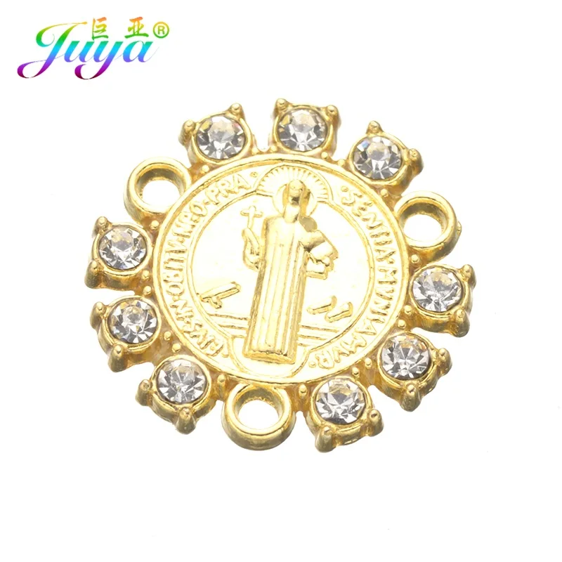 10 Pieces Gold Juya Религиозные ювелирные изделия поставки Золото/Серебро Cz Стразы перстень из нержавеющей стали Шарм Разъемы Аксессуары для DIY ювелирных изделий - Цвет: 10 Pieces Gold