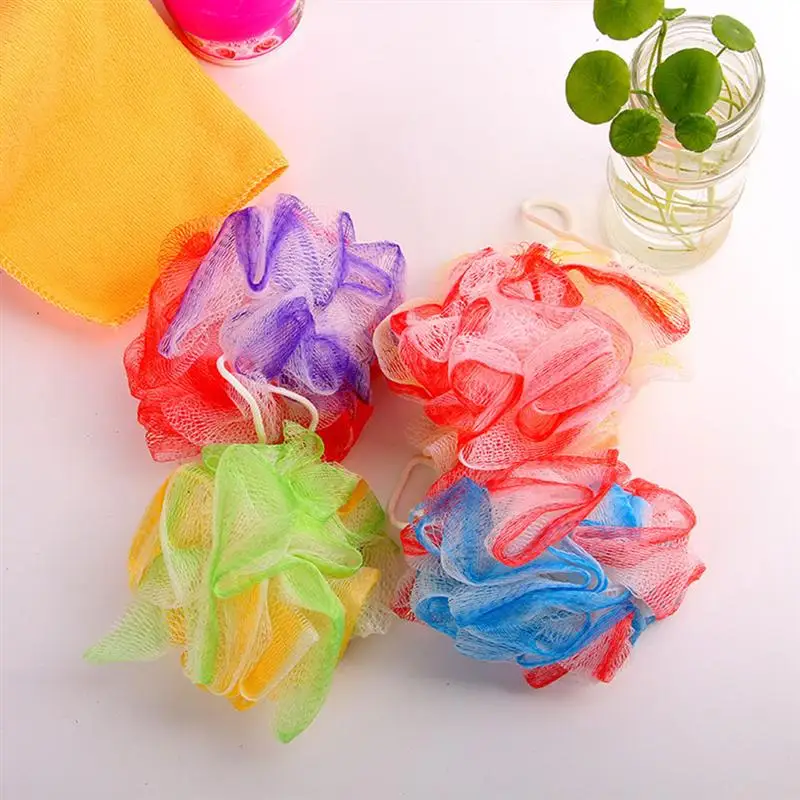 4 шт. банный шар удобный мягкий двойной цвет сетка пуф мяч для очистки тела душа