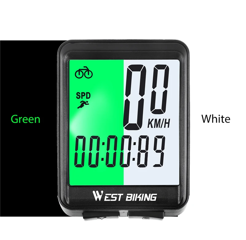 WEST BIKING велосипедный компьютер беспроводной и проводной велосипедный одометр секундомер светодиодный измеримый Спидометр непромокаемый велосипедный компьютер