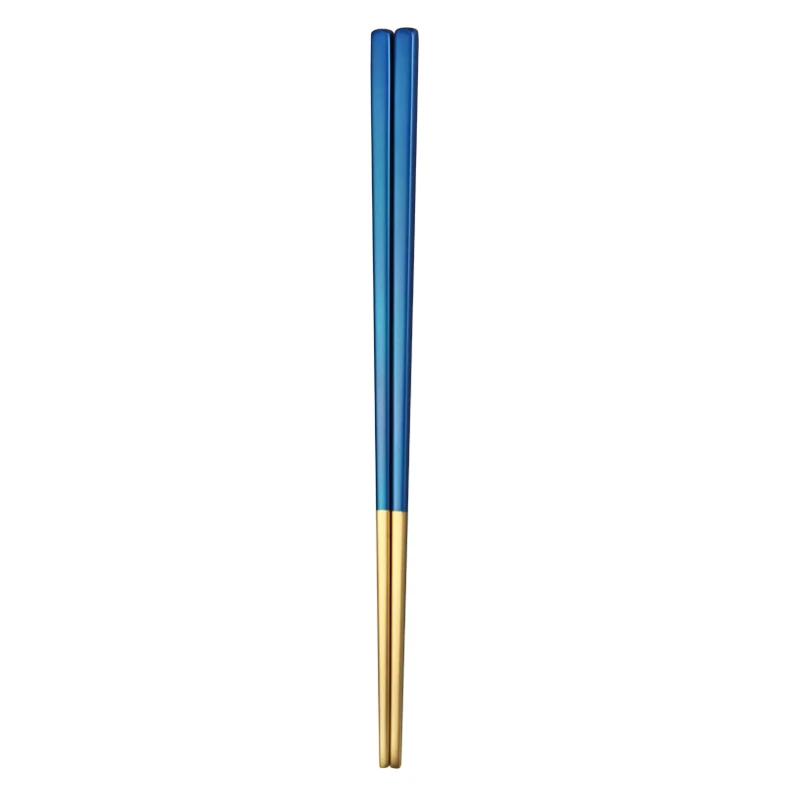 gold blue Многоразовые японские китайские корейские палочки для Суши Палочки для еды из нержавеющей стали металлический Железный набор палочек для еды с коробкой - Цвет: gold blue