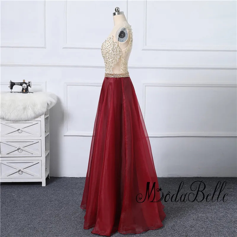 Modabelle 2017 длинное винно красное вечернее платье с золотыми бусинами Longue Soiree