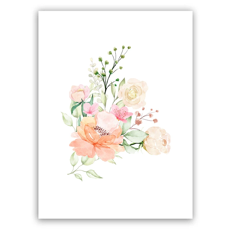 flower 1 Персональное имя на заказ Плакат цветы детская комната украшение стены Детская постеры и принты Холст Живопись стены Искусство SAN101 - Цвет: flower 1