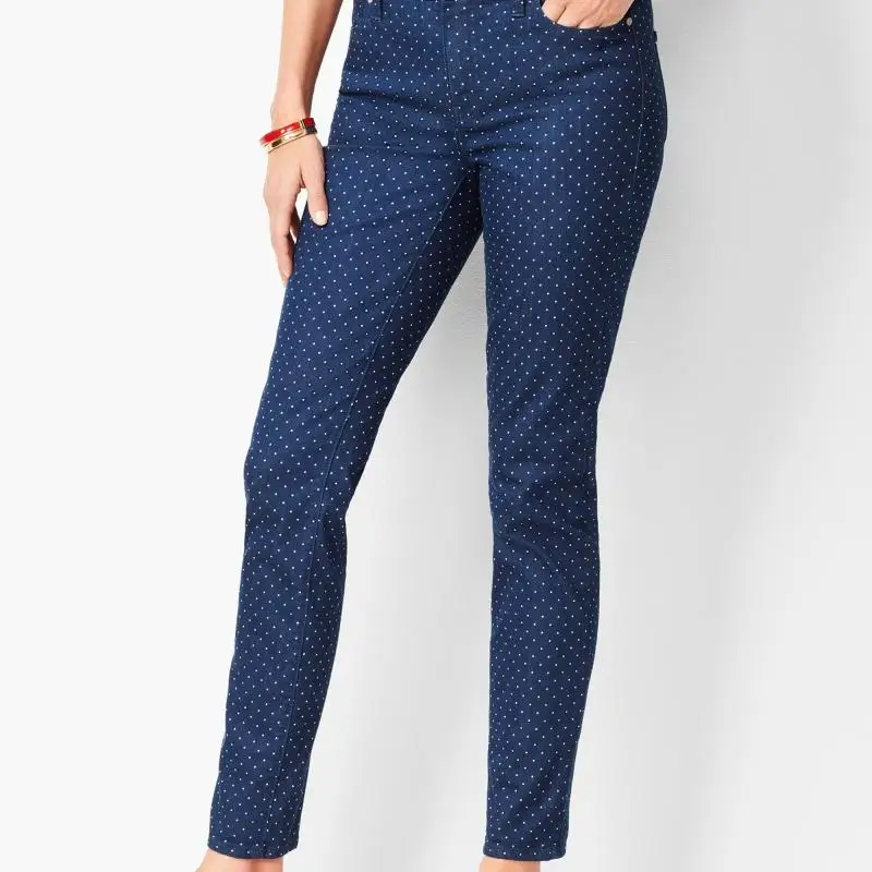 Большие размеры Весна Женская мода прямой мыть водой в горошек повседневные