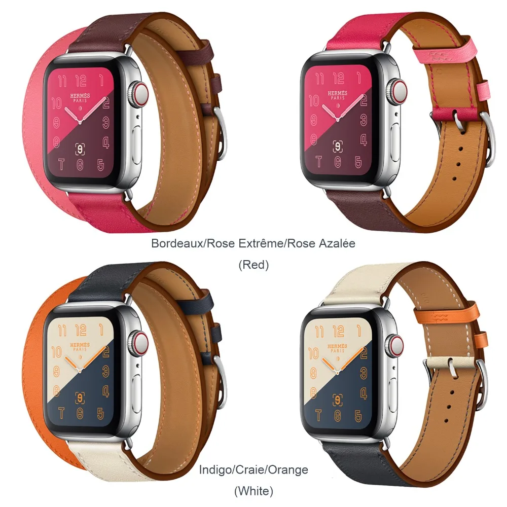 Одиночный тур/двойной тур кожаный ремешок для Apple Watch Series 4 44 мм 40 мм ремешок для часов для iWatch Series 3 2 42 мм 38 мм