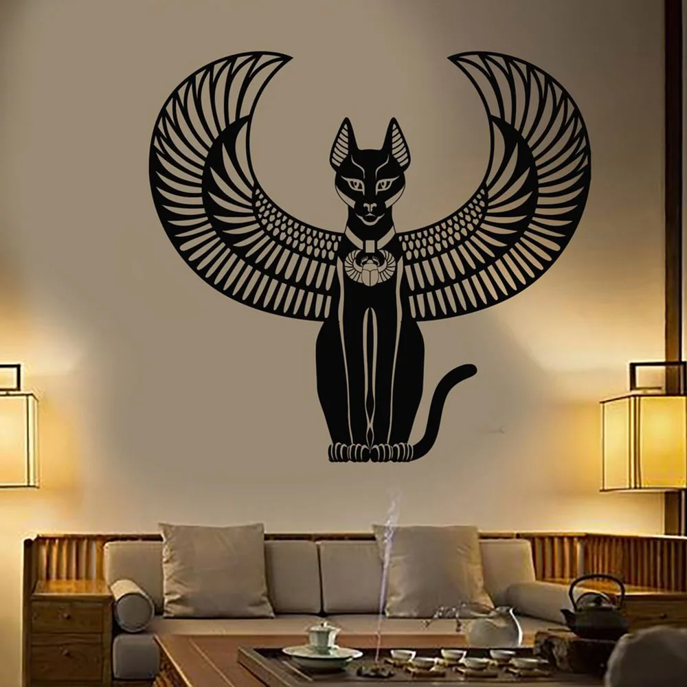 Виниловые наклейки Bastet на стену украшение для спальни Древняя египетская кошка
