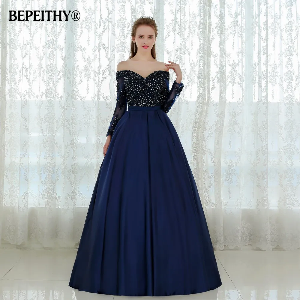 Изящное вечернее платье с длинными рукавами Vestido De Festa Longo Бальное бисером