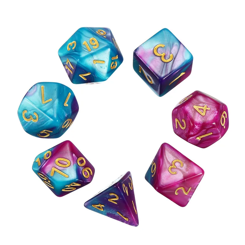 7 шт./компл. игровые кубики TRPG D4 D6 D8 D10 % D12 D20 вечерние настольные игры для
