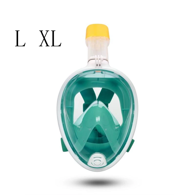 Green L XL Зеркальная поверхность маска для подводного плавания маска для всего лица маска для подводного плавания дуговая поверхность Анти-Туман Маска для подводного плавания - Цвет: Green L XL