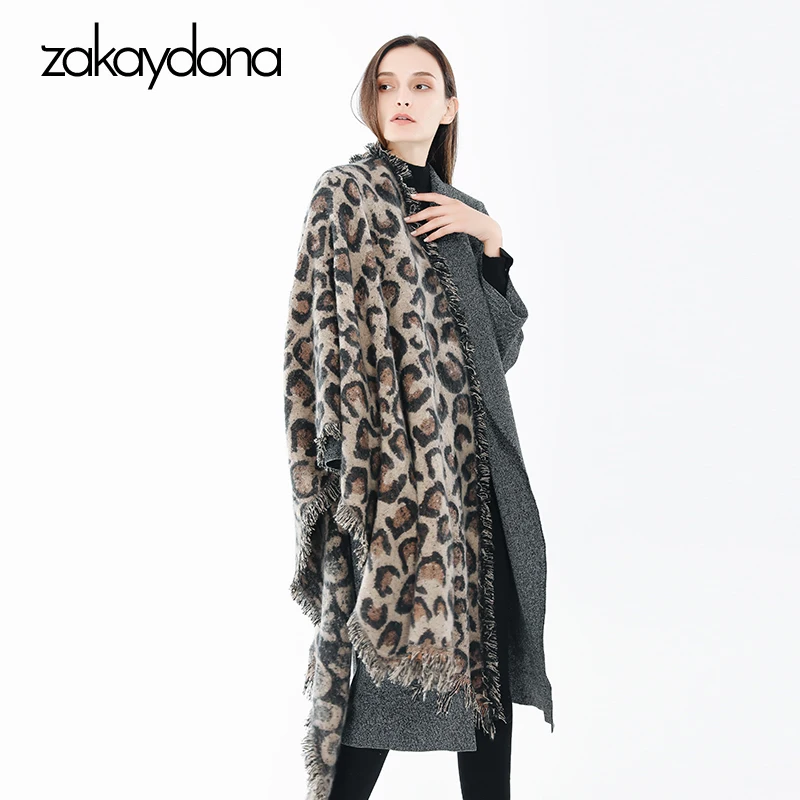 Zakaydona 2018 зимний шарф женский леопардовый длинный платок Мягкий теплый